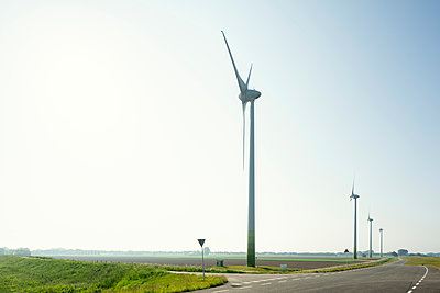 Windfarm on spring morning, Dordrecht, Zuid-Holland, Netherlands - p429m2004556 by Mischa Keijser